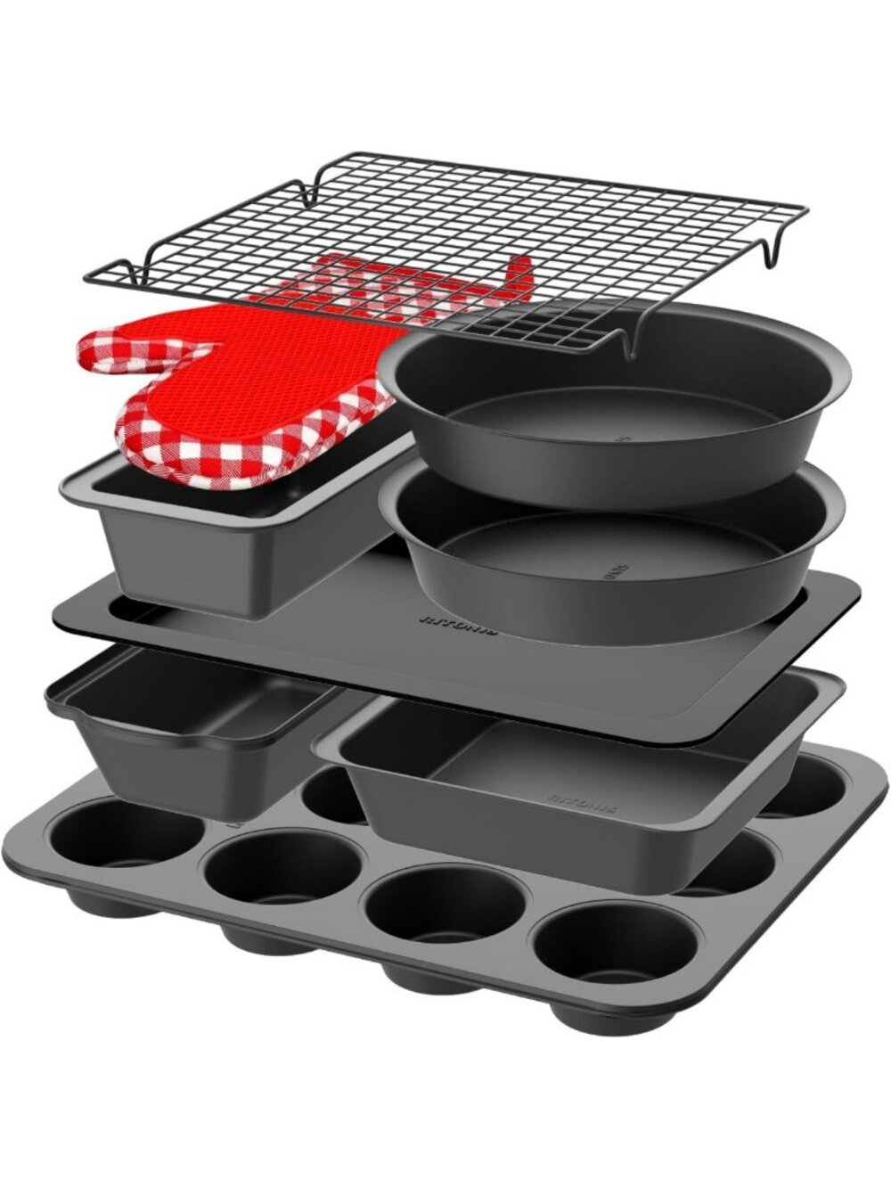 Nonstick 8-Piece Baking Pans Set with Baking Glove - Essential Kitchen Bakeware